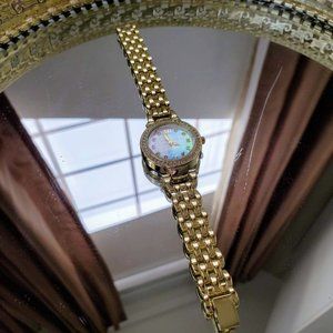 X SOLD X Gold Watch - Metal Band - Opal Face